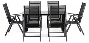Hector Sada zahradního nábytku - stůl 150 cm + 8 židlí Dizu II tmavě šedá