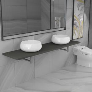 3dílný set koupelnového nábytku keramika šedý