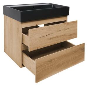 Koupelnová skříňka 2 zásuvková s umyvadlem SAT B-Way 79x50x45 cm dub mat BWAY280OAKU2BB