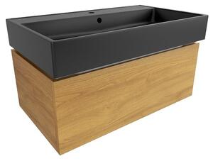 Koupelnová skříňka s umyvadlem SAT Feel 80x30x46 cm medový dub mat SATFEEL80DMU3