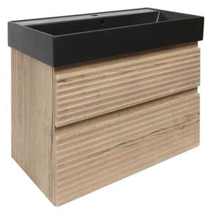 Koupelnová skříňka 2 zásuvková s umyvadlem Naturel Savona 78x53x44,8 cm dub Halifax mat SAVONA280DHSATC