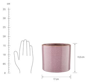 GLAZE Glazovaný květináč 17 cm - sv. růžová