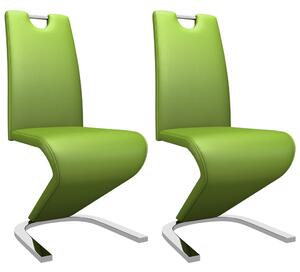 Jídelní židle s cik-cak designem 2 ks zelené umělá kůže