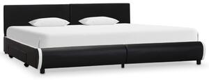 Rám postele se zásuvkami černý umělá kůže 180 x 200 cm