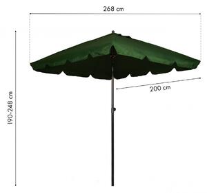 MODERNHOME Zahradní slunečník Skos 200x200 cm zelený