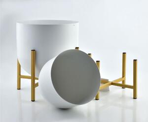 DekorStyle Květinový stojan Swen Boule bílá/zlatá 21 cm
