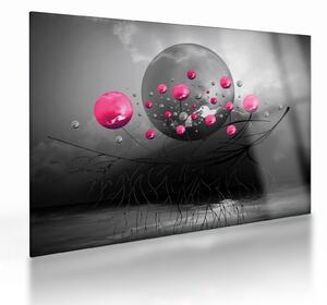 Skleněný obraz růžových abstraktních koulí (70x50 cm)