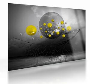 Skleněný obraz - žluté abstraktní koule (70x50 cm)