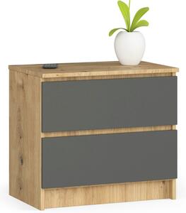 Noční stolek K60 2SZ CLP dub artisan / šedý