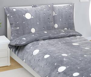 BELLATEX Povlečení MIKROFLANEL Šedá,Bílá 140x200, 70x90 cm