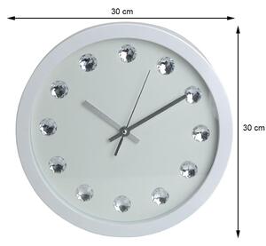 DekorStyle Nástěnné hodiny Krystal 30 cm bílé