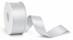 Stuha taftová HIGH SOCIETY Silver Glam stříbrná matná 40mm x 3m (10,-Kč/m)