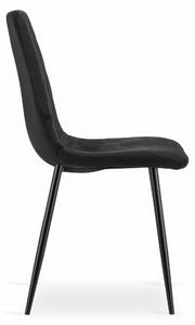 Černá sametová židle TURIN s černými nohami