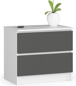 Noční stolek K60 2SZ CLP bílý / šedý