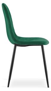Zelená sametová židle ASTI s černými nohami