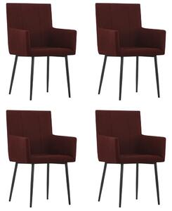 Jídelní židle s područkami 4 ks vínové textil