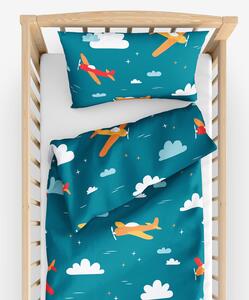 Goldea dětské bavlněné povlečení do postýlky - letecké dobrodružství 90 x 120 a 40 x 60 cm