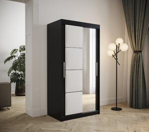 Šatní skříň Abi Tapi 2 Barva korpusu: Černá, Rozměry: 100 cm, Dveře: Bílá koženka