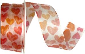 Stuha organzová LOVE BLOOM RED červená 25mm x 2m (15,-Kč/m)