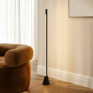Lucande Stojací lampa LED Linija, černá, výška 110 cm, senzor, stmívatelný, Černá, Obývací pokoj / jídelna, Hliník, Moderní