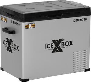 CrossTools ICEBOX 40 přenosná lednice (autochladnička) Energetická třída (EEK2021): F (A - G) kompresor 230 V, 24 V, 12 V stříbrná (matná), černá 37 l