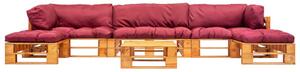 6dílný zahradní sedací set z palet červené podušky dřevo