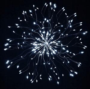 SPRINGOS LED Explodující hvězda koule Nano 0,6 m, 100 LED, IP44, 8 světelných módů, 4xAA, studená bílá CL0182