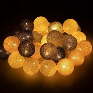 SPRINGOS LED bavlněné koule 7,5 m, 30 LED, růžová/bílá/šedá/grafitová CL0153