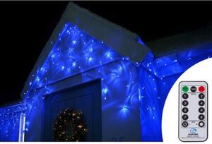 SPRINGOS LED krápníky 14,5 m, 300 LED, IP44, 8 světelných módů s ovladačem, modrá