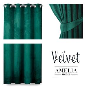 Závěs AmeliaHome Velvet 140x245 cm tmavě zelený