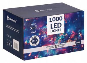 SPRINGOS LED světelný řetěz Mikro 81,5 m, 1000 LED, IP44, studená bílá/modrý blesk CL1007