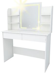 Toaletní stolek Hana s dotykovým osvětlením, 140 cm, bílý
