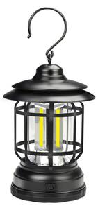 HJ Retro lucerna, LED přenosná kempingová lampa, USB dobíjecí nouzové závěsné stanové světlo Barva: černý / Black