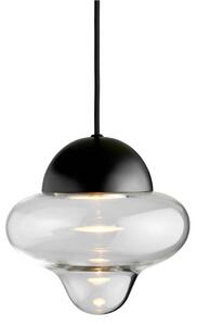 Závěsné svítidlo LED Nutty, čiré / černé, Ø 18,5 cm, sklo