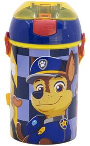 Plastová láhev na pití s brčkem, víčkem a popruhem Tlapková patrola - Paw Patrol - motiv Rescue Pups - 450 ml