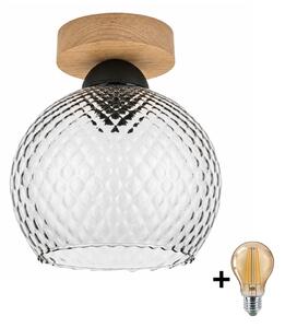 BRILAGI - LED Stropní svítidlo R GLASS 1xE27/60W/230V pr. 18 cm dub/kouř šedá