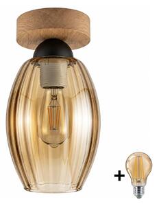 BRILAGI - LED Stropní svítidlo R GLASS 1xE27/60W/230V pr. 17cm dub/kouř béžová