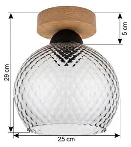 BRILAGI - LED Stropní svítidlo R GLASS 1xE27/60W/230V pr. 25 cm dub/kouř šedá