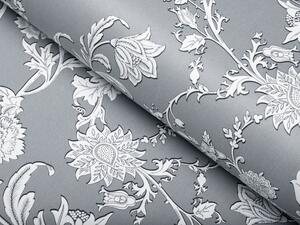 Biante Dekorační povlak na polštář s lemem PM-046 Zámecké květy na světle šedém 50 x 60 cm