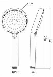 Ruční sprcha 3-funkční MEXEN R-75 chrom/bílá