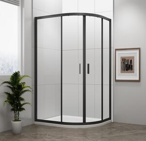 Polysan Polysan, EASY BLACK čtvrtkruhová sprchová zástěna 1000x800mm, L/R, čiré sklo, EL2915B