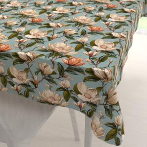 Biante Bavlněný obdélníkový ubrus Sandra SA-545 Květy magnolie na šedomodrém 50x100 cm