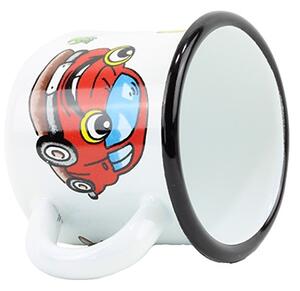 BELIS Smaltovaný hrnek ø 7 cm - 0.25 l bílý "auto" - 11007-039DHL04
