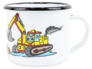 BELIS Smaltovaný hrnek ø 8 cm - 0.35 l bílý "bagr" - 11008-039DHA04