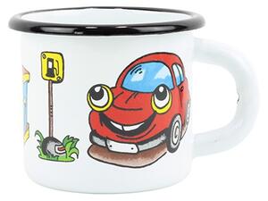 BELIS Smaltovaný hrnek ø 7 cm - 0.25 l bílý "auto" - 11007-039DHL04