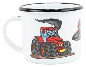 BELIS Smaltovaný hrnek ø 8 cm - 0.35 l bílý "bagr" - 11008-039DHA04