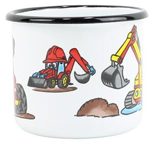 BELIS Smaltovaný hrnek ø 8 cm - 0.35 l bílý "bagr" - 11008-039DHA04