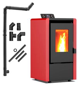 THUNDER® | LEYLA RED | Peletová kamna | 6,3 kW | Sada pipojovacích trubek Ø 80 mm | ervená