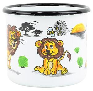 BELIS Smaltovaný hrnek ø 8 cm - 0.35 l bílý "lev" - 11008-039DHD04