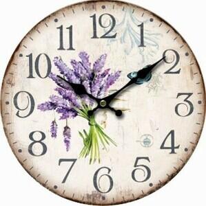 Nástěnné hodiny Lavender, pr. 34 cm, dřevo